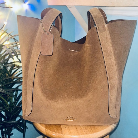 Coach Large Suede Hadley Shoulder Bag - Picture 1 of 12